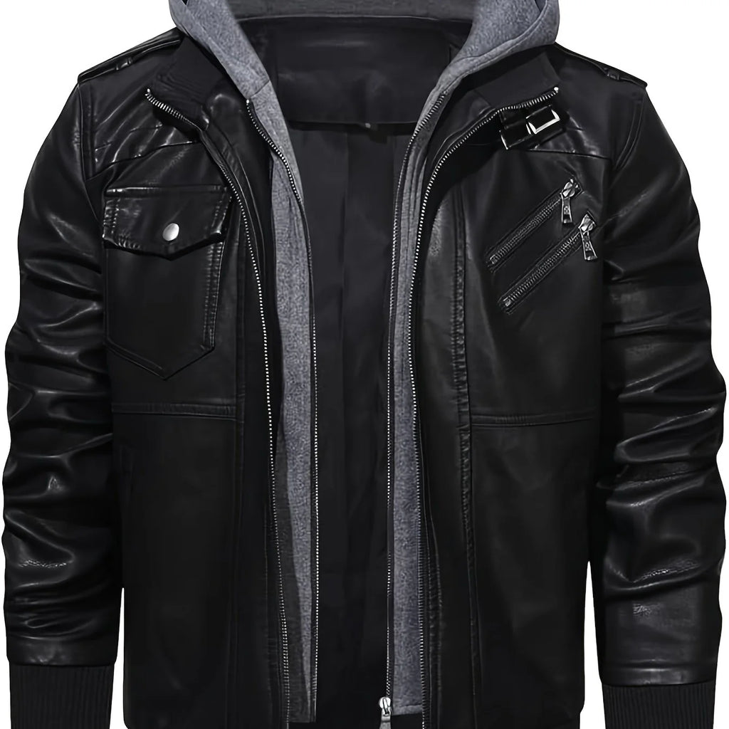 Griffin | Men's Hooded Moto Leather Jacket