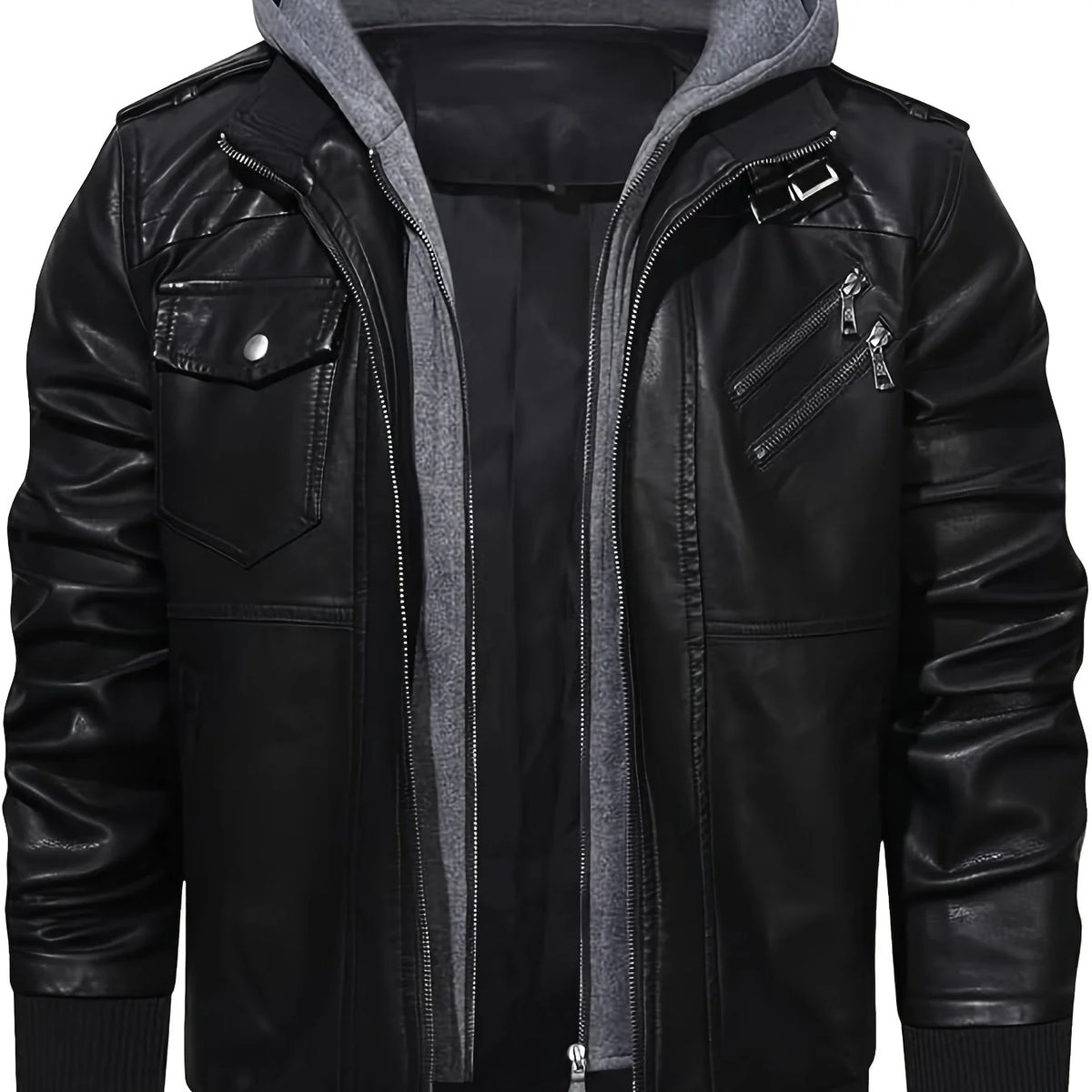Griffin | Men's Hooded Moto Leather Jacket