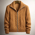 Corvin | Men’s Cable-Knit Zippered Cardigan with High Stand Collar