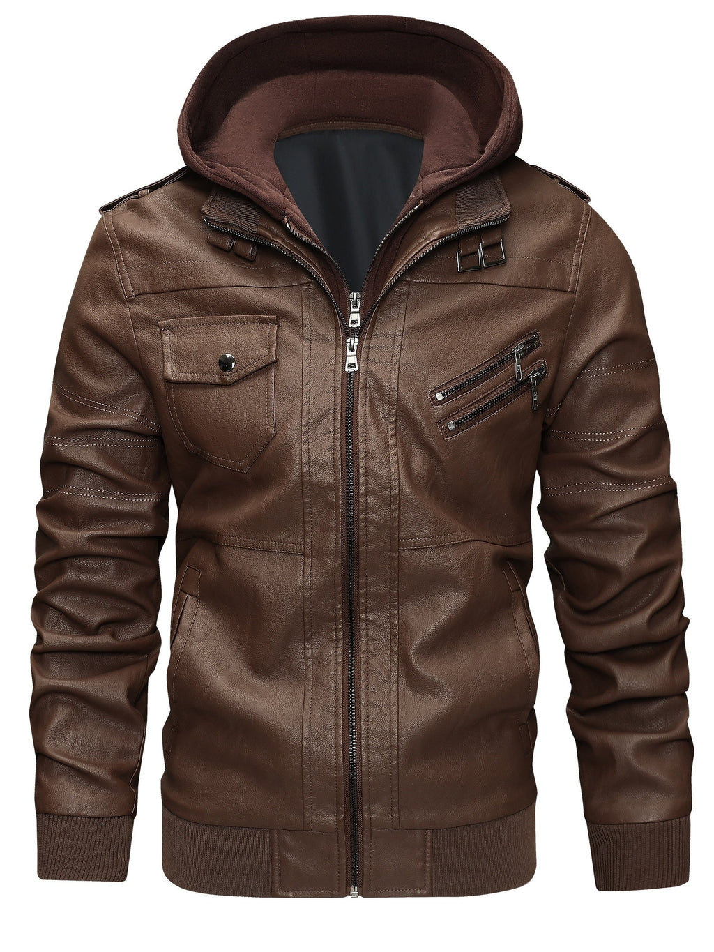 Griffin | Men's Hooded Moto Leather Jacket