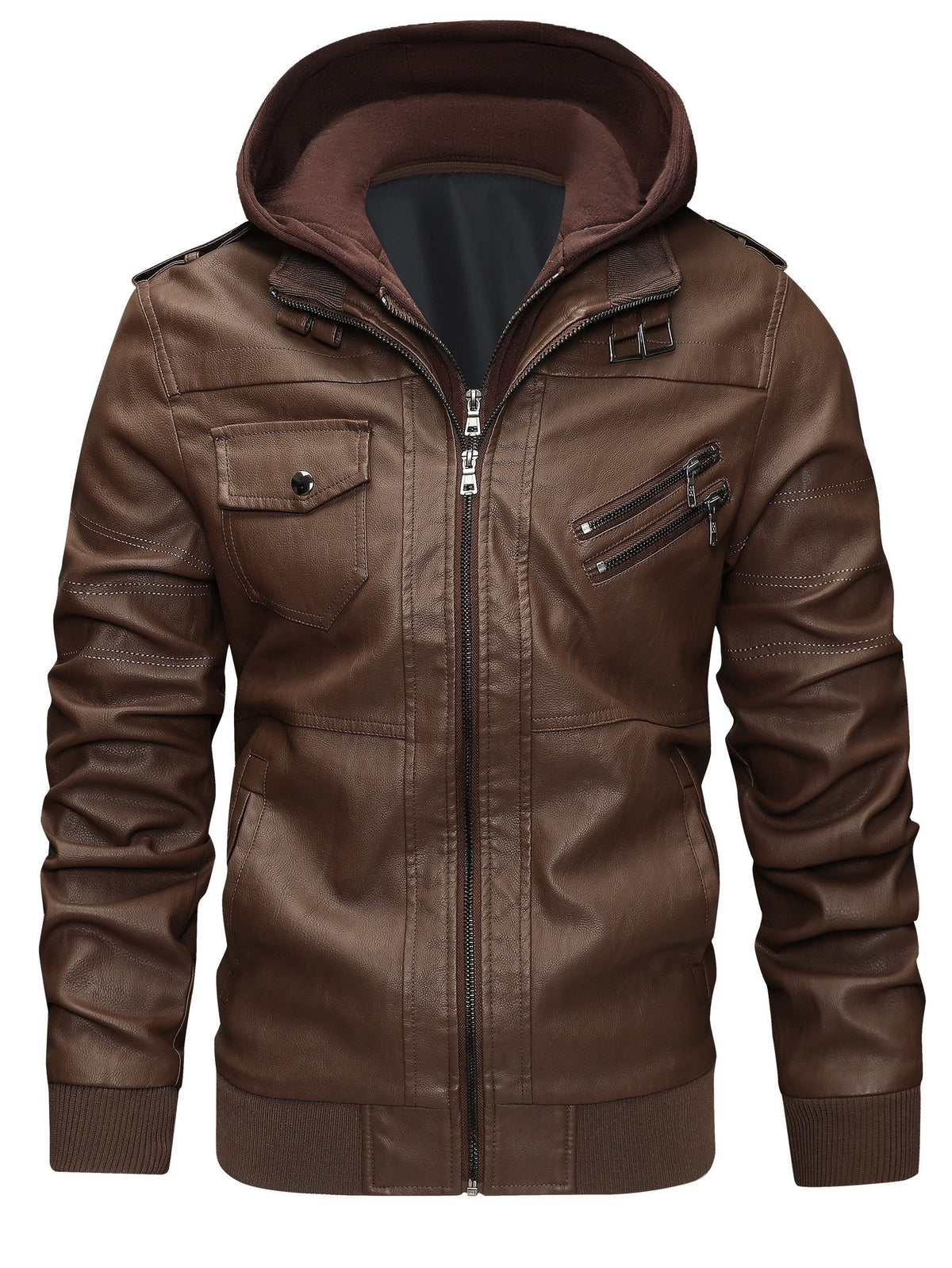 Griffin | Men's Hooded Moto Leather Jacket