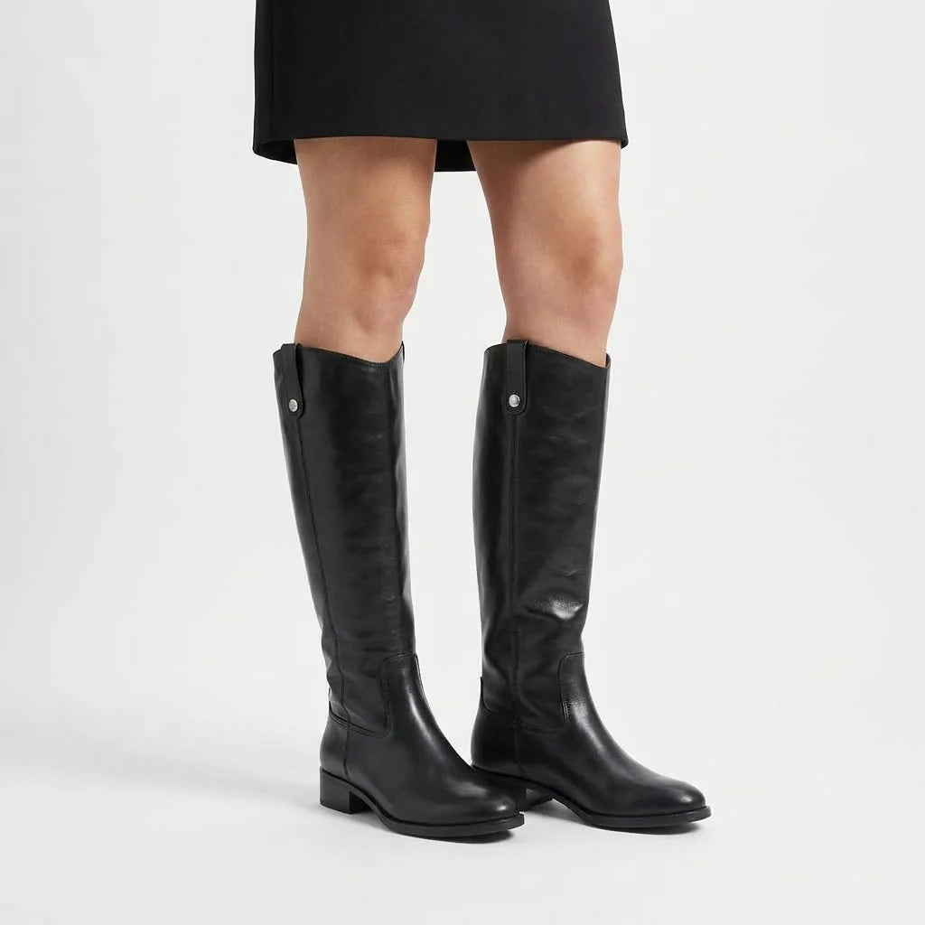 Marcelline | Women’s Wide Calf Knee-High Leather Riding Boots with Side Zip