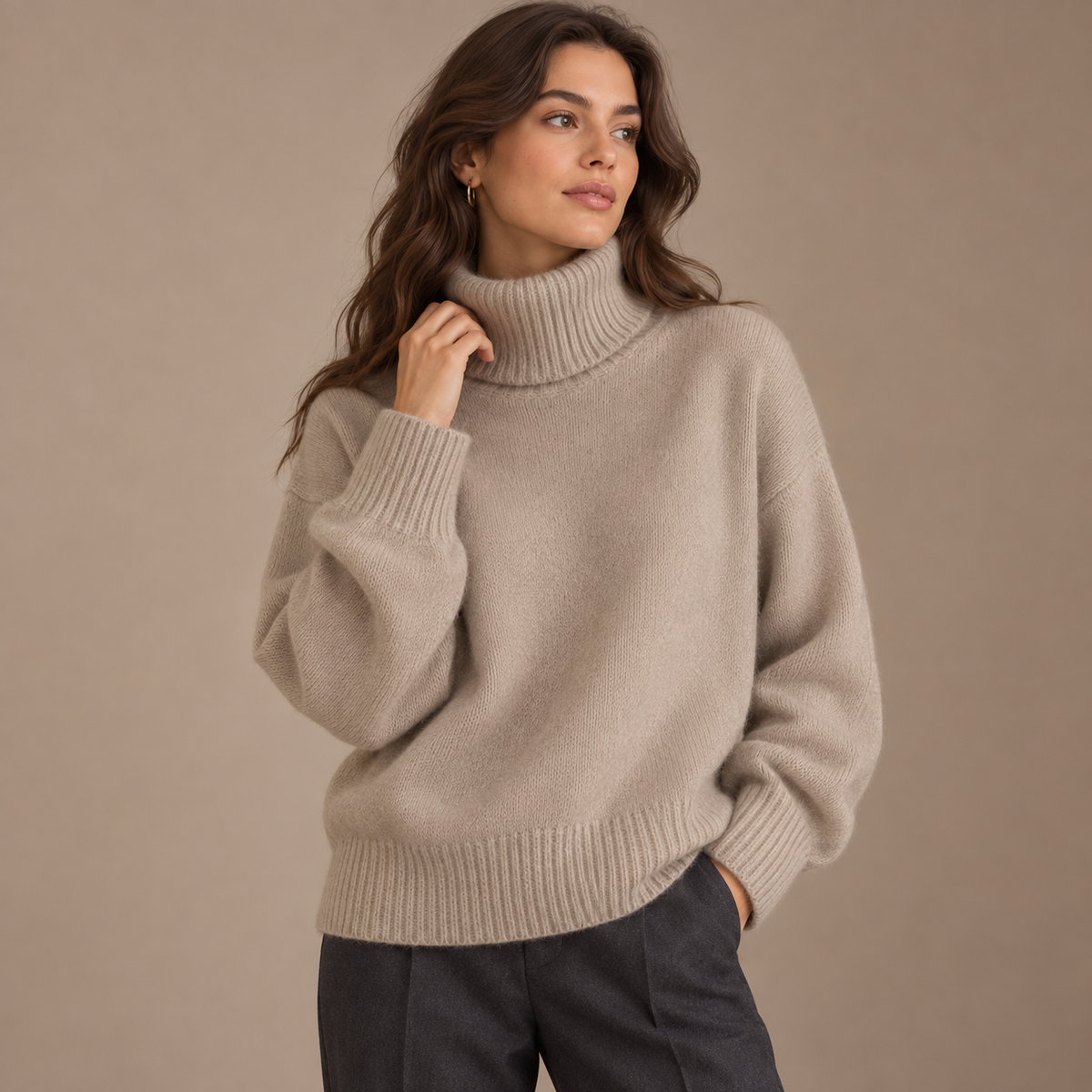 Lisette | Cosy Oversized Turtleneck Knit Jumper for Women