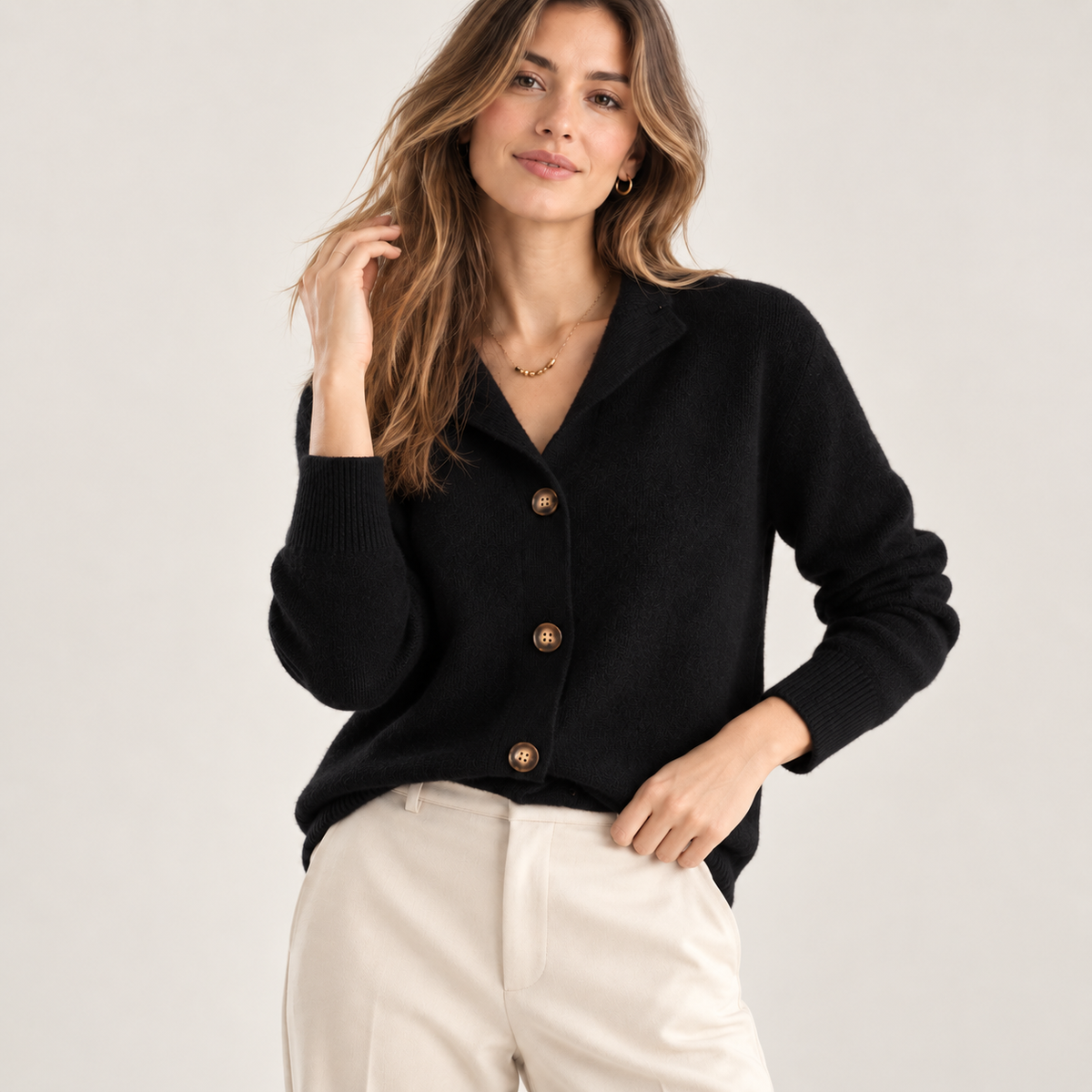 Camille | Elegant V-Neck Button-Up Knitted Cardigan for Women