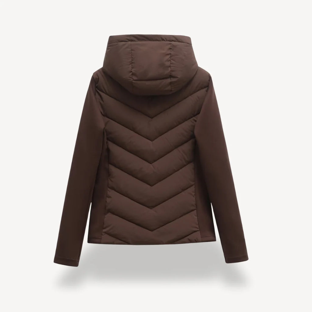 Elsinne | Hooded Chevron Quilted Jacket