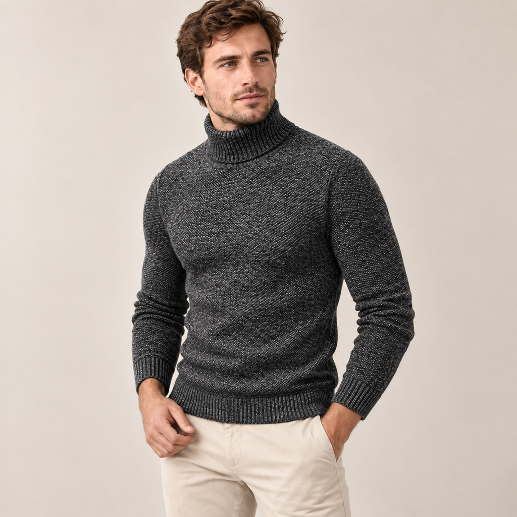 Damien | Sophisticated Rib-Knit Lapel Sweater for Men