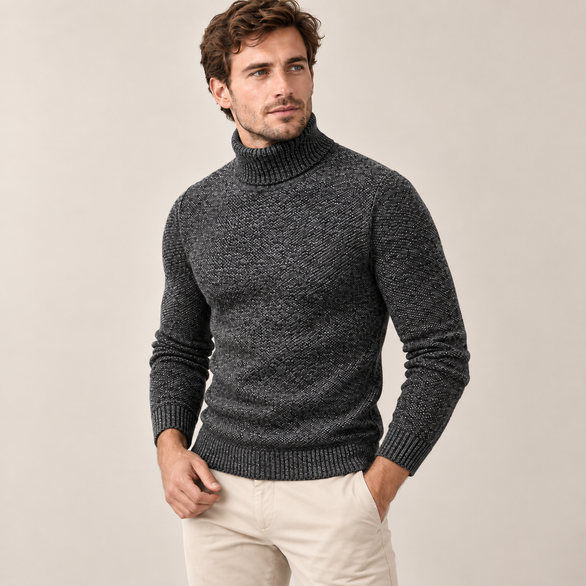 Damien | Sophisticated Rib-Knit Lapel Sweater for Men