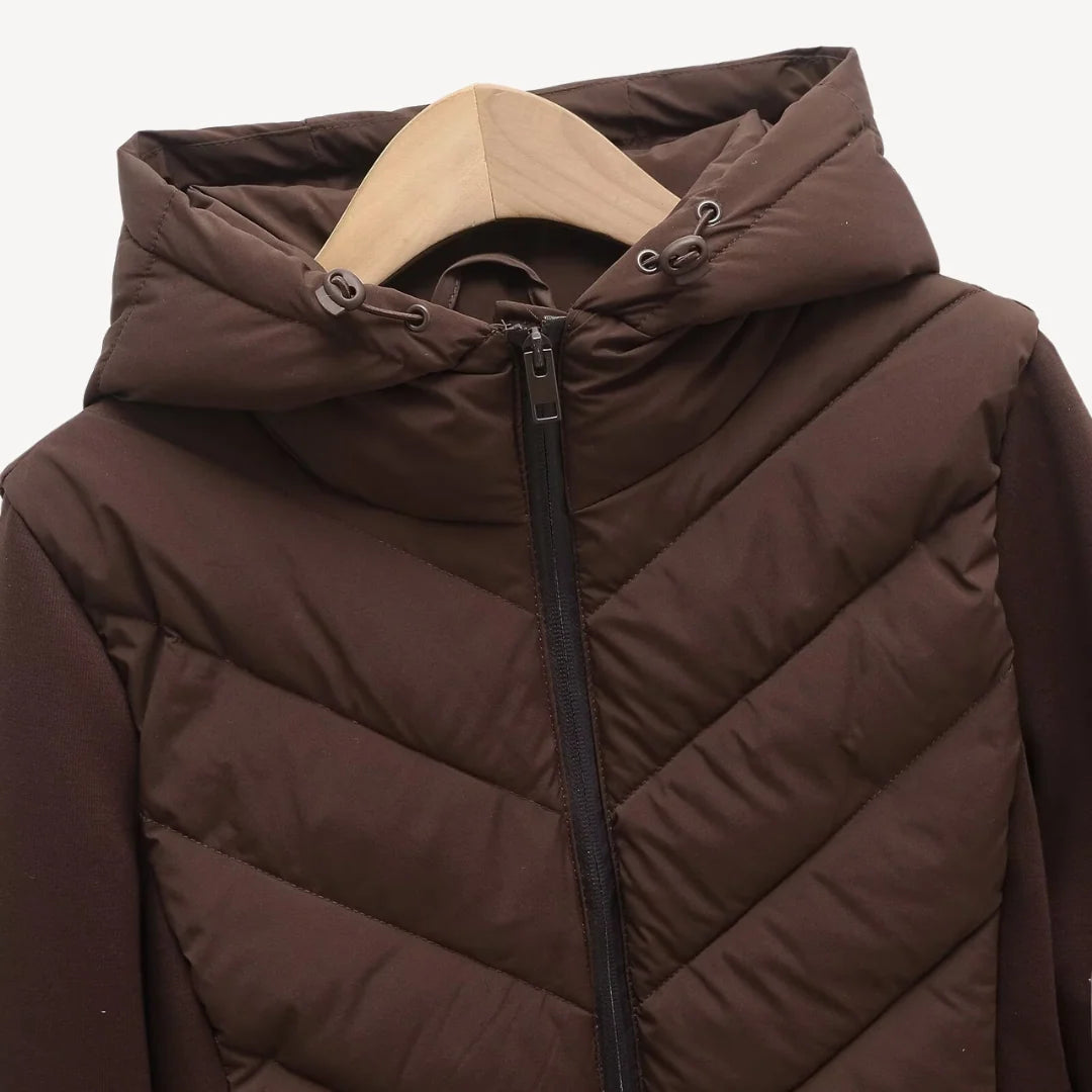 Elsinne | Hooded Chevron Quilted Jacket