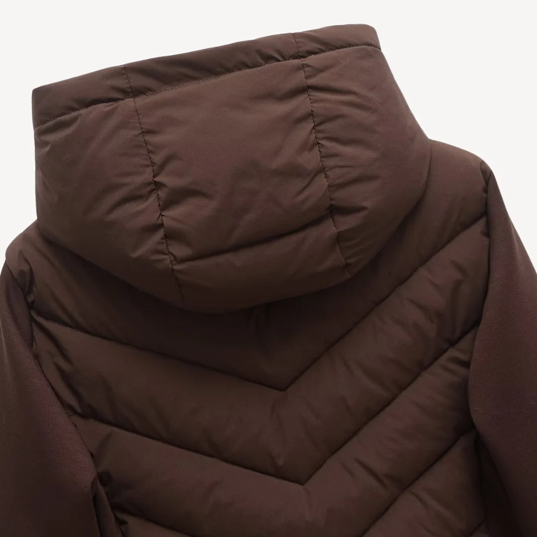 Elsinne | Hooded Chevron Quilted Jacket