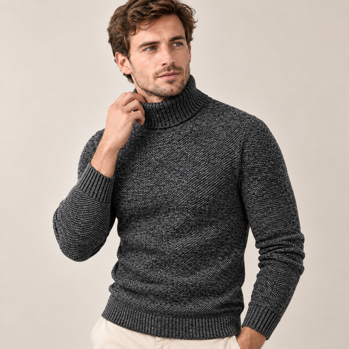 Damien | Sophisticated Rib-Knit Lapel Sweater for Men