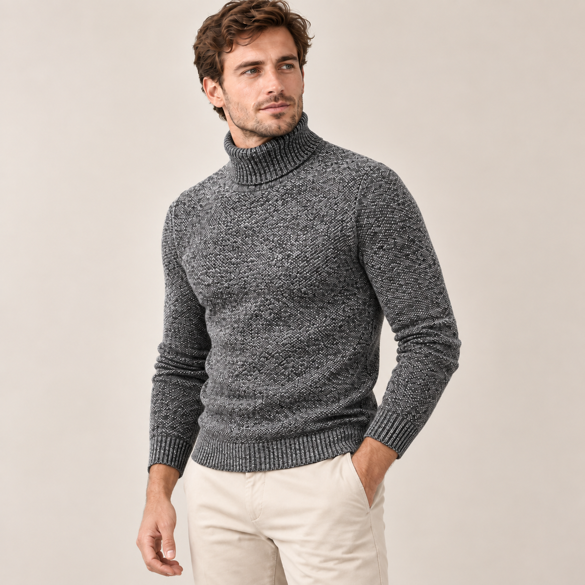 Damien | Sophisticated Rib-Knit Lapel Sweater for Men