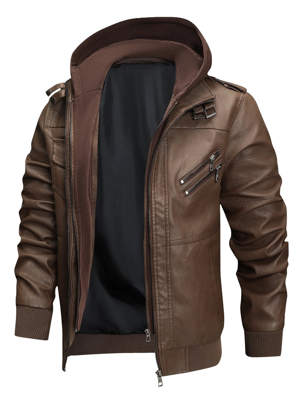 Griffin | Men's Hooded Moto Leather Jacket
