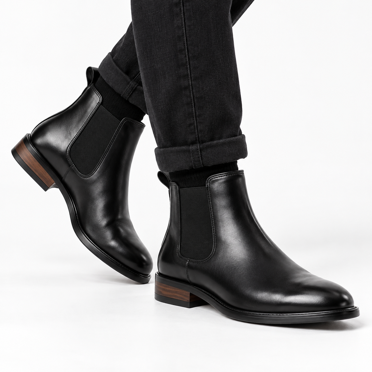 Edmund | Men’s Polished Chelsea Boots with Elastic Side Panels & Grip Sole