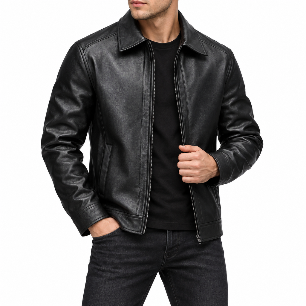 Harlan | PU Zip Bomber Jacket