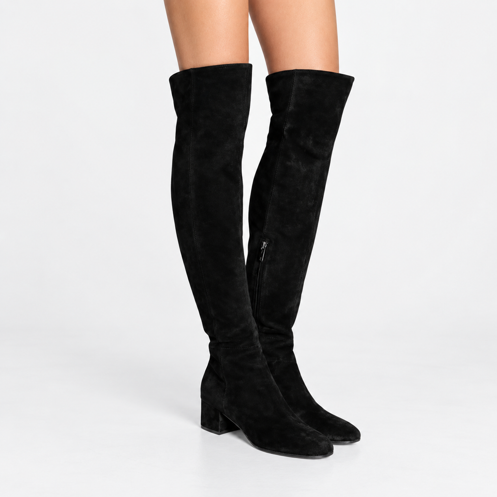 Isolde | Women’s Over-the-Knee Suede Boots with Block Heel & Side Zip