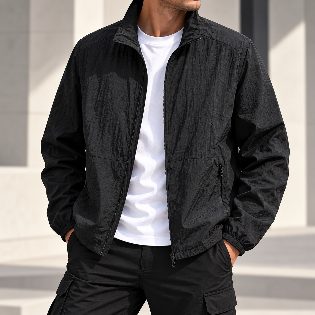 Mike | Men's Lightweight Collared Zip Jacket with Breathable Everyday Fit