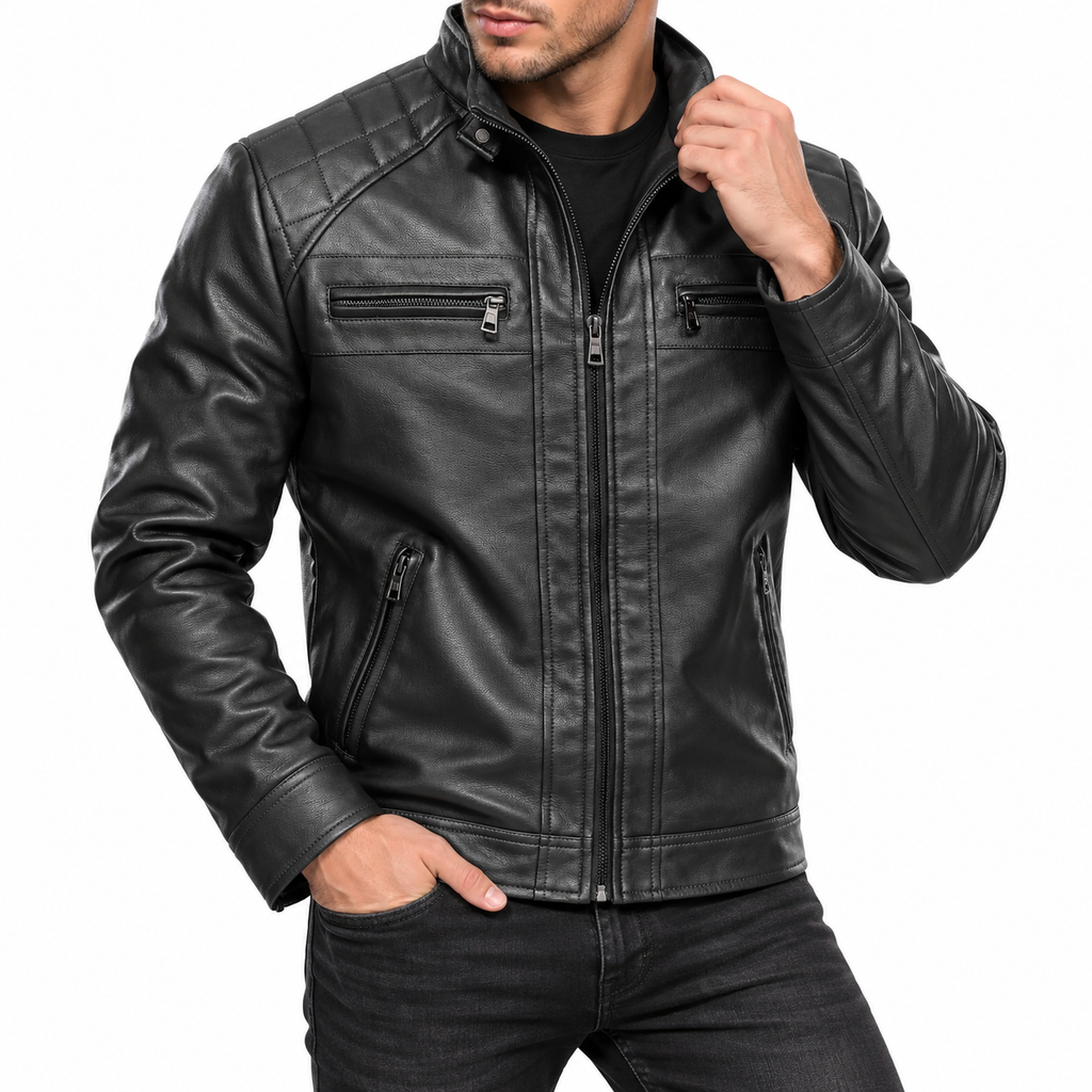 Zane | Men's Quilted Biker Leather Jacket