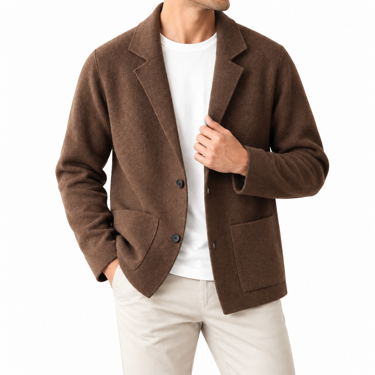 Laurent | Men’s Refined Wool-Blend Knitted Cardigan with Button Front & Pockets