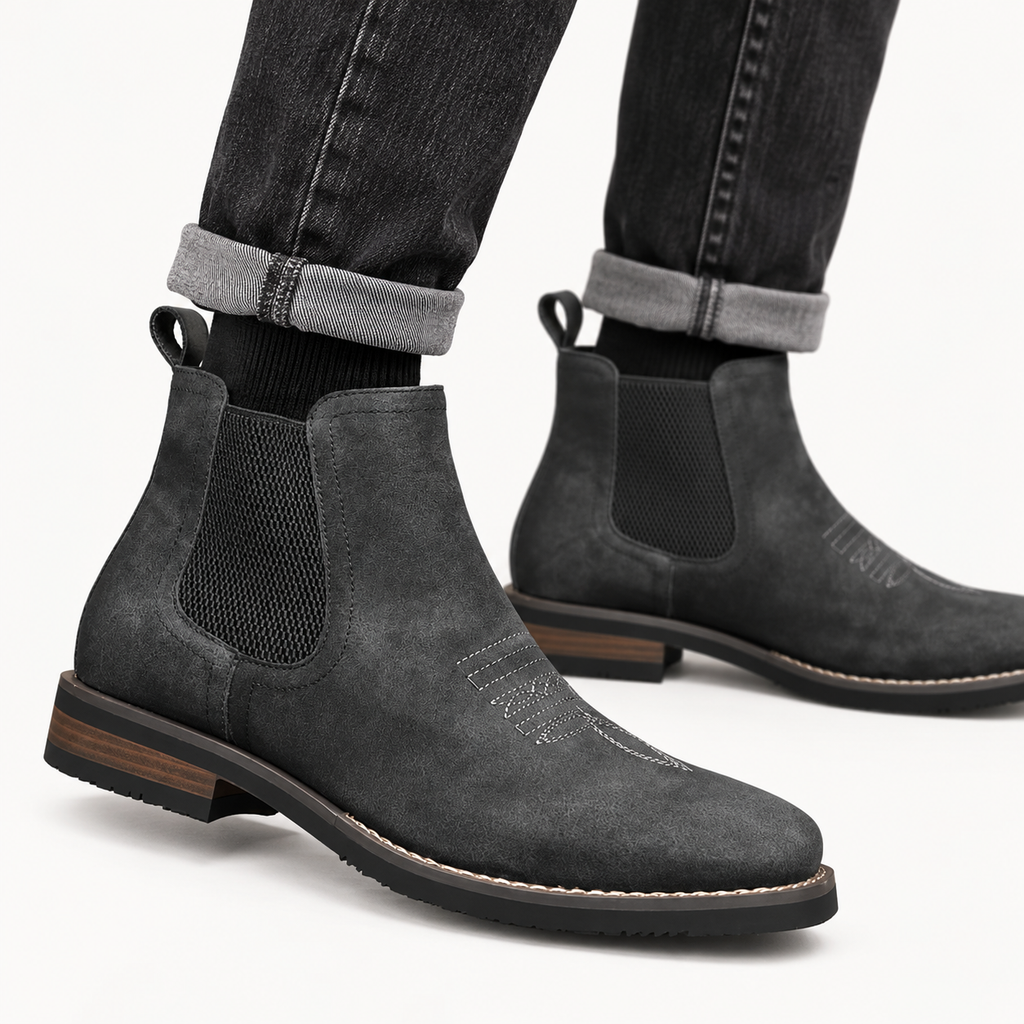 Sterling | Men’s Classic Leather Chelsea Boots with Elastic Side Panels & Non-Slip Sole