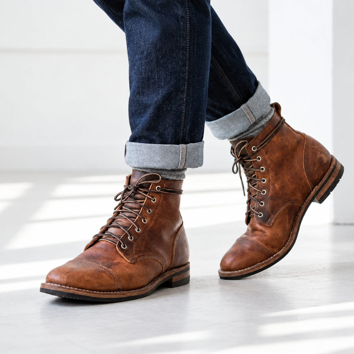 Dorian | Men’s Velcro Strap Ankle Boots with Cushioned Insole & Rubber Grip Sole
