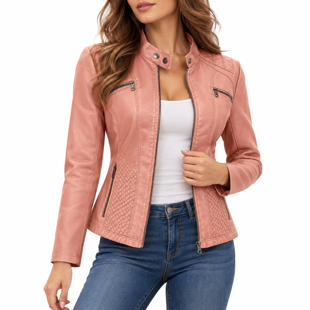 Maristelle | Diamond Quilted Biker Jacket