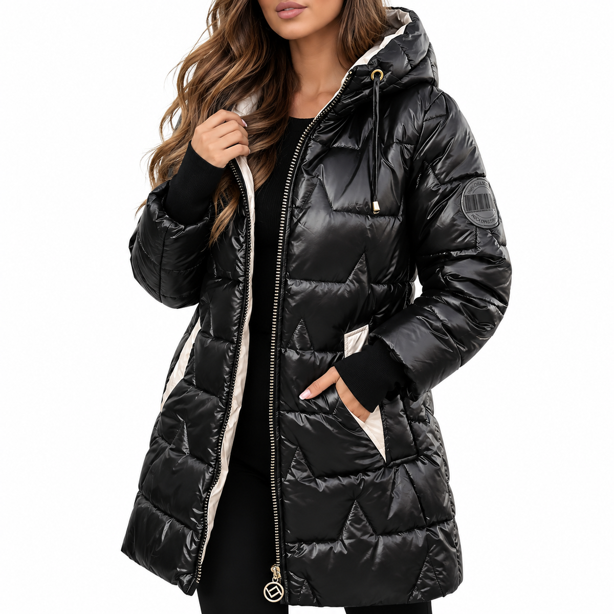Solenne | Hooded Diamond Puffer Jacket