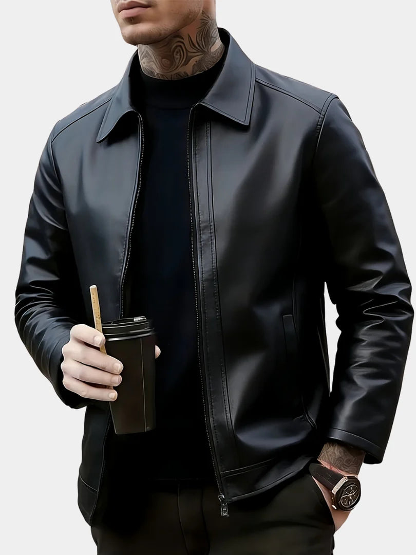 Harlan | PU Zip Bomber Jacket