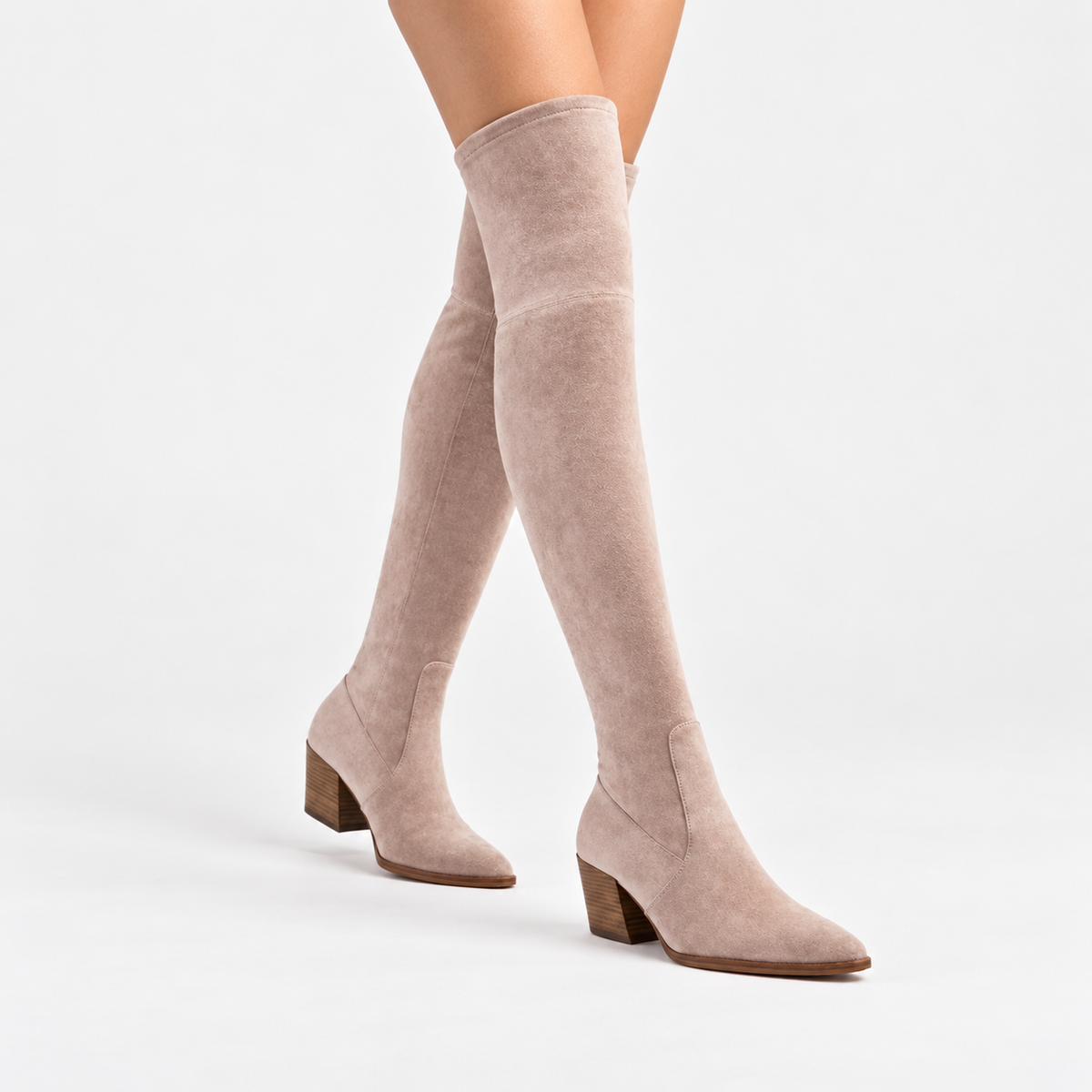 Aurelia | Women’s Over-the-Knee Suede-Look Boots with Stacked Block Heel
