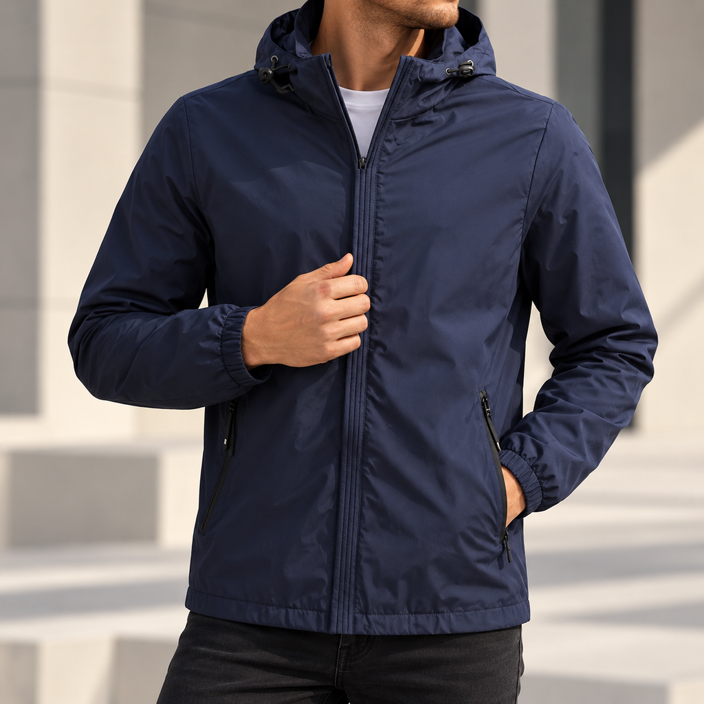 Callum | Men's Lightweight Water-Resistant Hooded Jacket with Full Zip