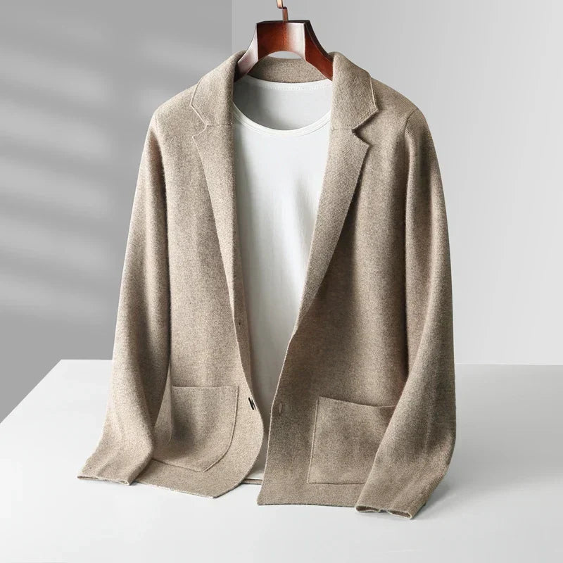 Laurent | Men’s Refined Wool-Blend Knitted Cardigan with Button Front & Pockets
