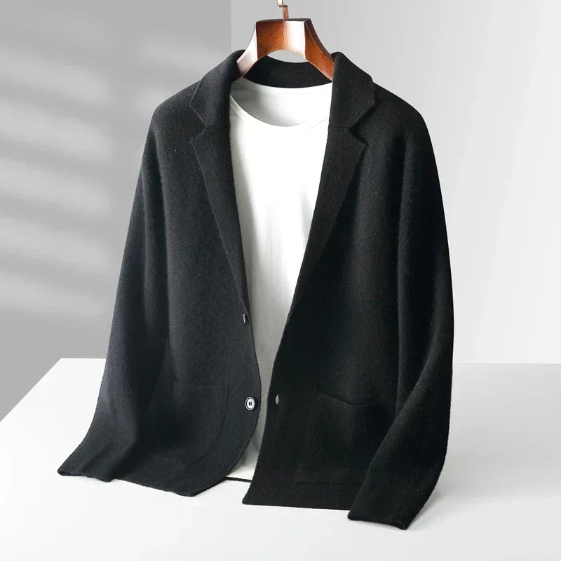 Laurent | Men’s Refined Wool-Blend Knitted Cardigan with Button Front & Pockets