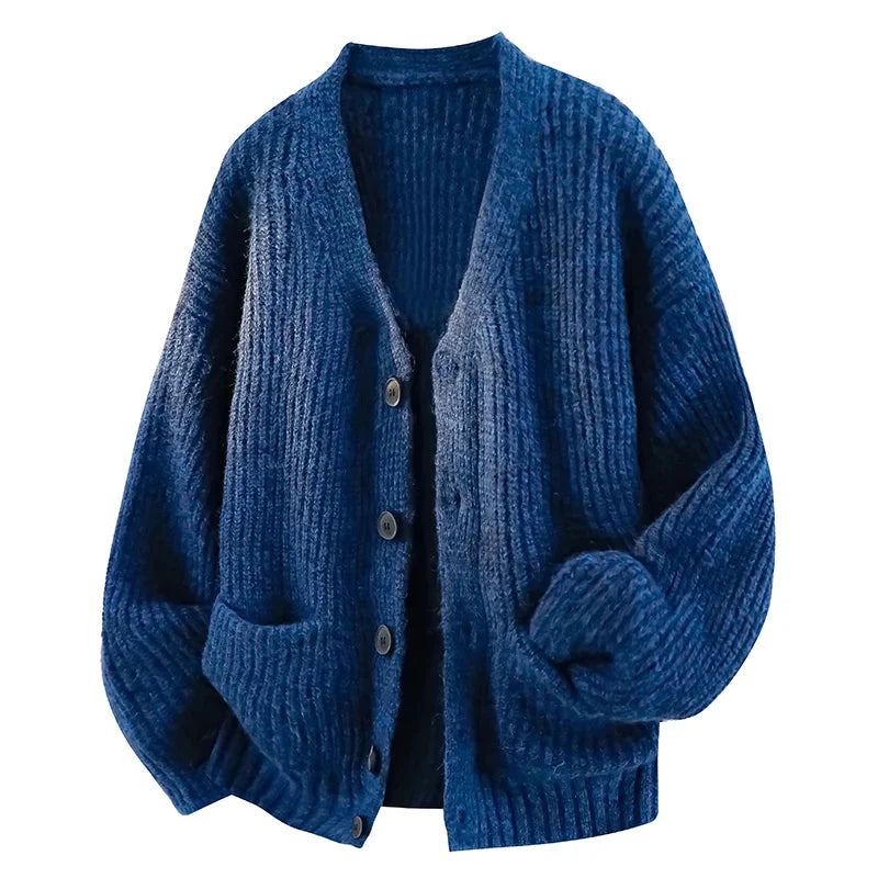 Merrick | Men’s Oversized V-Neck Knitted Cardigan with Button Front
