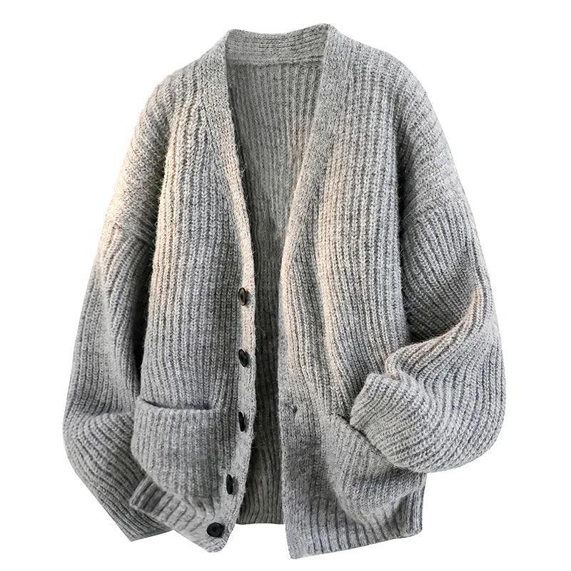 Merrick | Men’s Oversized V-Neck Knitted Cardigan with Button Front