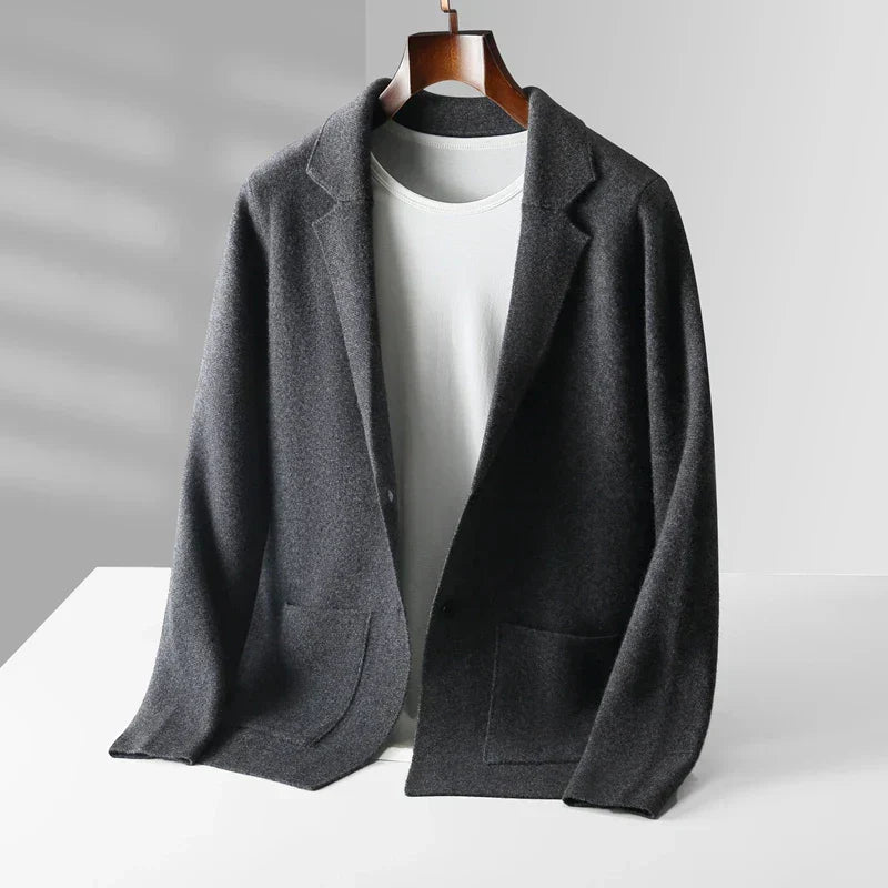 Laurent | Men’s Refined Wool-Blend Knitted Cardigan with Button Front & Pockets