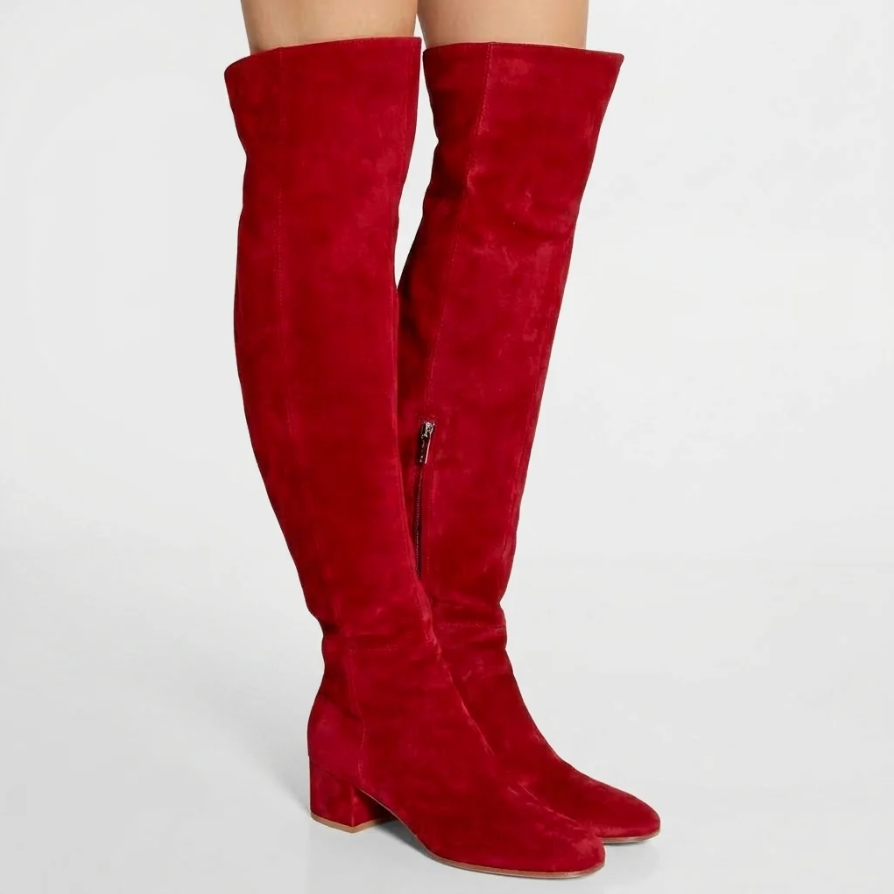 Isolde | Women’s Over-the-Knee Suede Boots with Block Heel & Side Zip