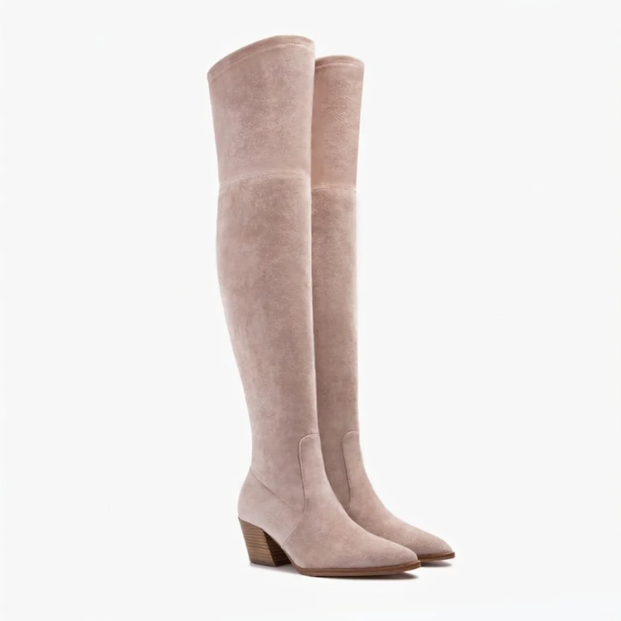 Aurelia | Women’s Over-the-Knee Suede-Look Boots with Stacked Block Heel