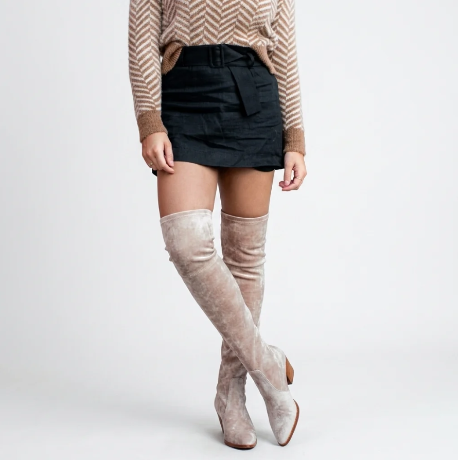 Aurelia | Women’s Over-the-Knee Suede-Look Boots with Stacked Block Heel