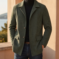 Lucien | Men's Slim-Fit Corduroy Blend Overcoat with Notch Lapel & Single-Breasted Front
