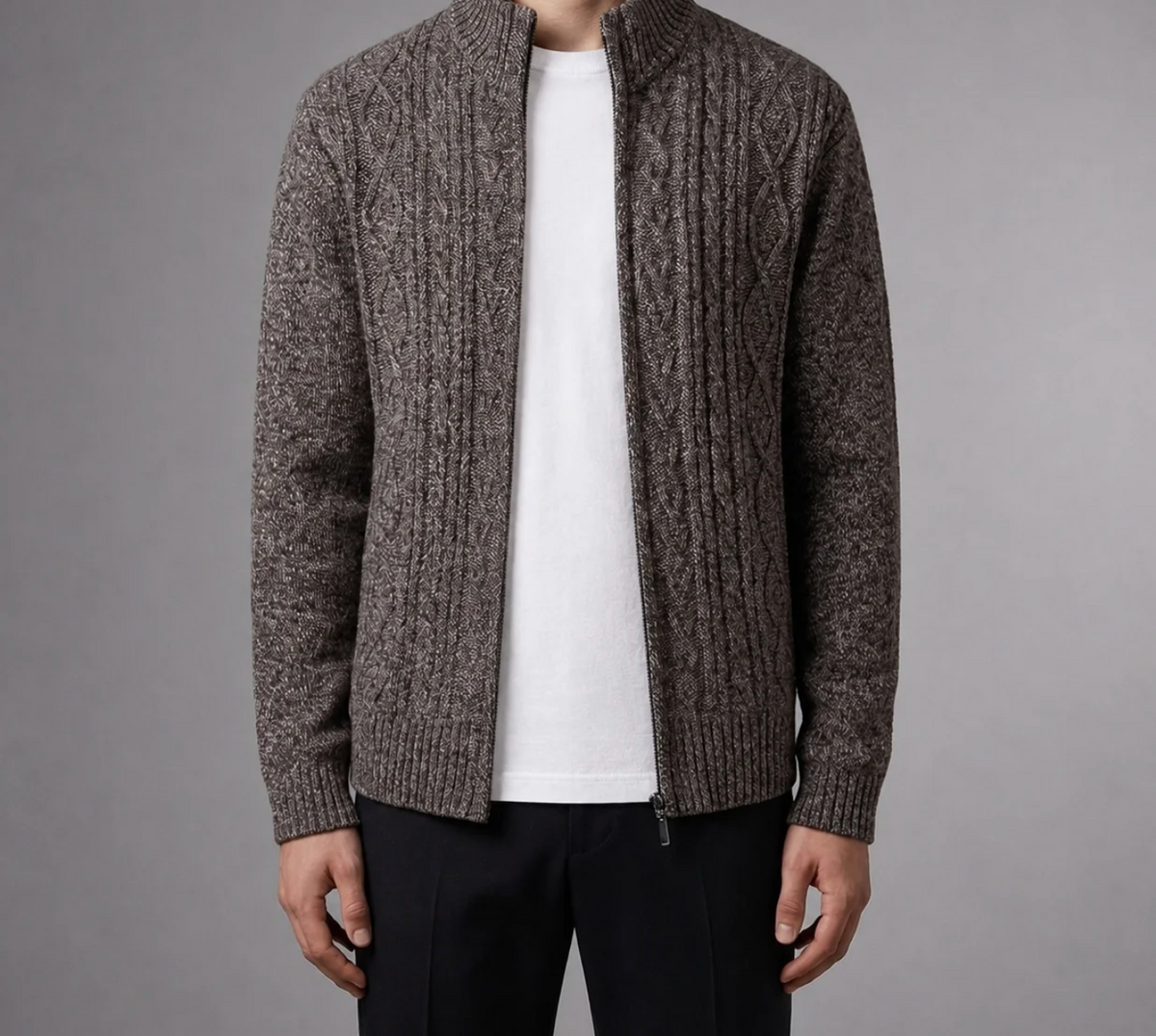 Bastien | Men's Cable Knit Cardigan with Textured Premium Knit & Classic Layering Fit