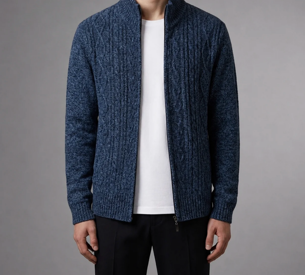 Bastien | Men's Cable Knit Cardigan with Textured Premium Knit & Classic Layering Fit