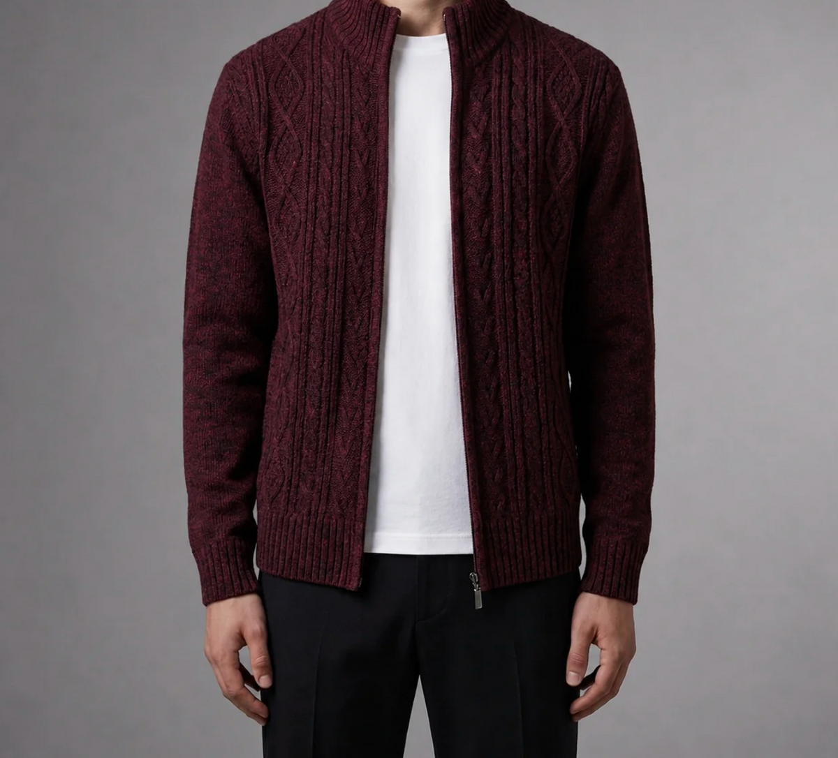 Bastien | Men's Cable Knit Cardigan with Textured Premium Knit & Classic Layering Fit