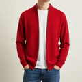 Leandro | Men's Cashmere Blend Zip Cardigan with Ribbed Stand Collar & Fine-Gauge Knit