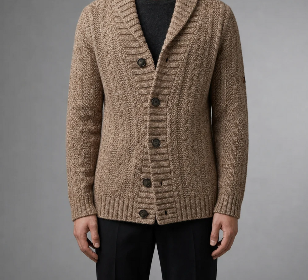 Valen | Men's Vintage Lapel Knit Cardigan with Wool-Cotton Blend & Relaxed Fit