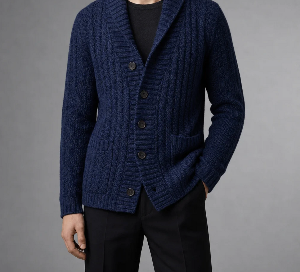 Valen | Men's Vintage Lapel Knit Cardigan with Wool-Cotton Blend & Relaxed Fit
