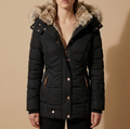 Amara | Women's Faux Fur Hood Puffer Jacket with Slim Fit & Front Pockets