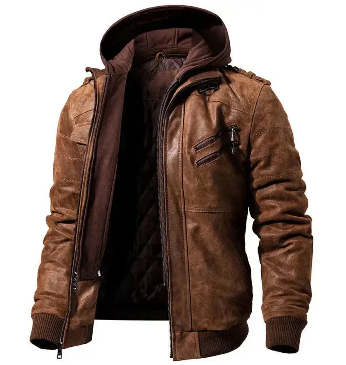 Maddox | Men's Hooded Leather Jacket