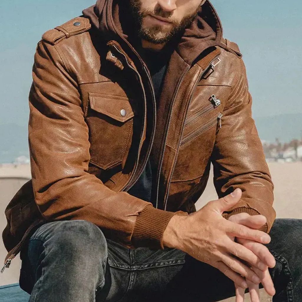 Maddox | Men's Hooded Leather Jacket