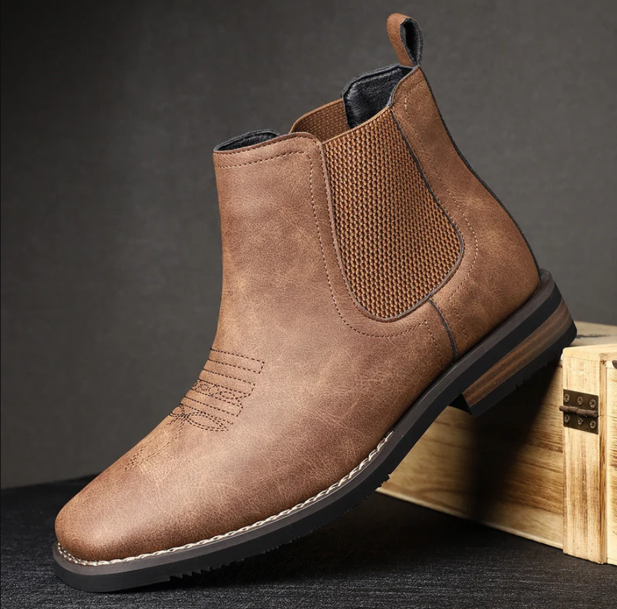 Sterling | Men’s Classic Leather Chelsea Boots with Elastic Side Panels & Non-Slip Sole