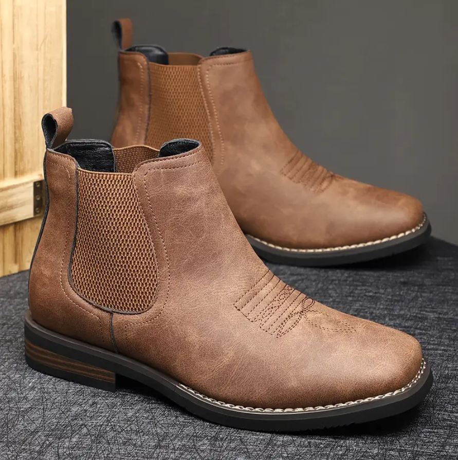 Sterling | Men’s Classic Leather Chelsea Boots with Elastic Side Panels & Non-Slip Sole