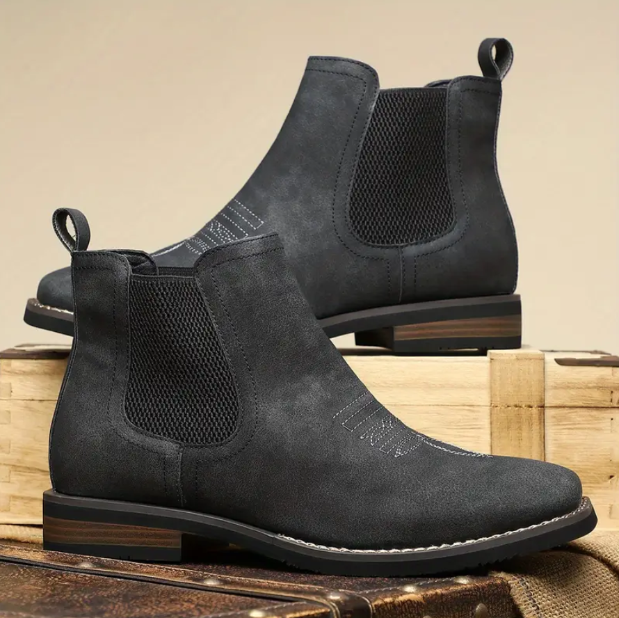 Sterling | Men’s Classic Leather Chelsea Boots with Elastic Side Panels & Non-Slip Sole